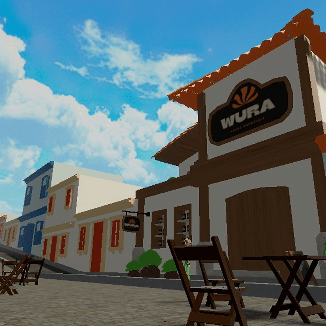 Fachada colorida modelada no universo do jogo